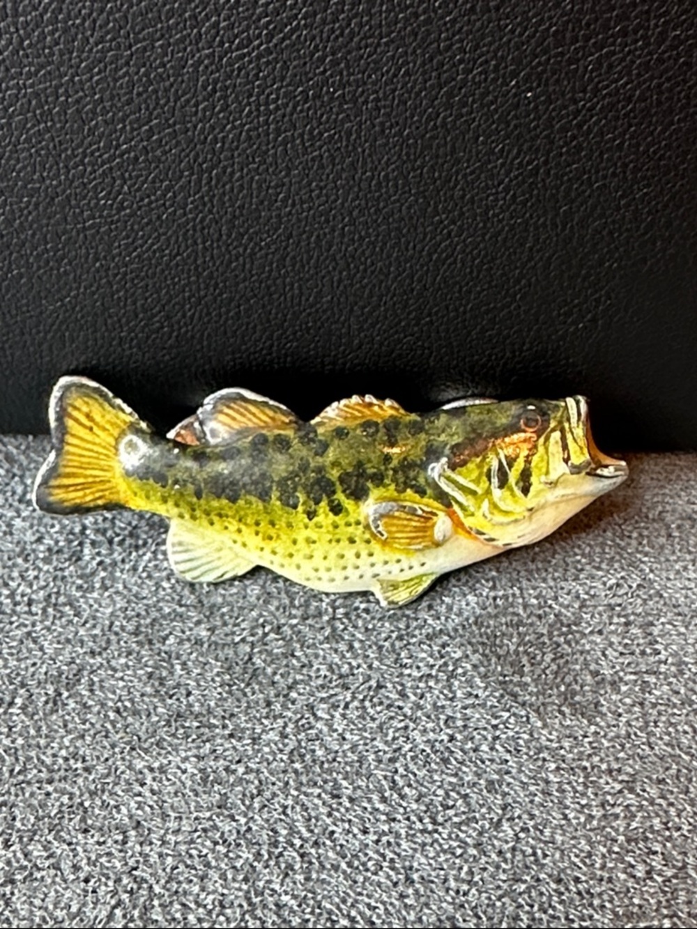 Yellow Green Largemouth Bass Fish Ornament for Aquariums and Pet Displays